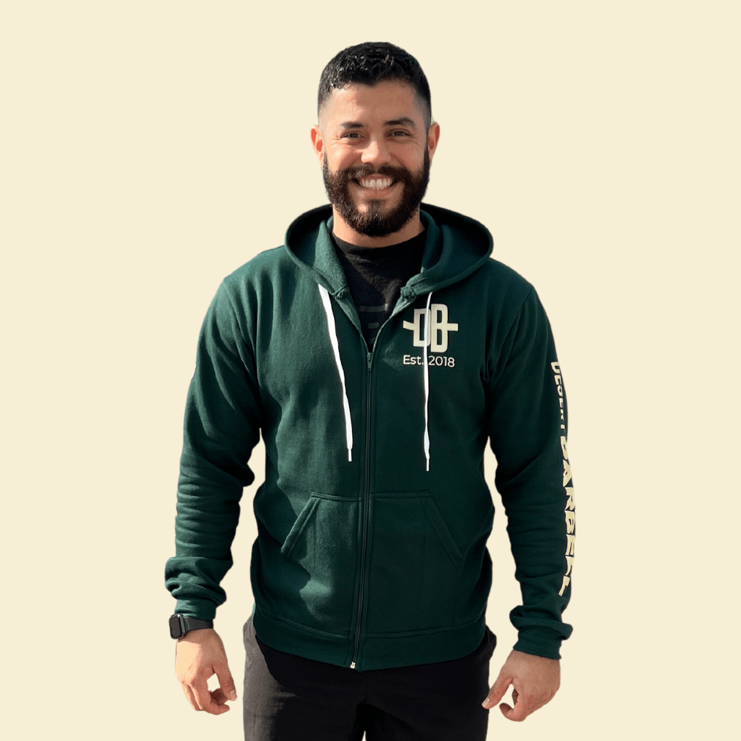 Limited Edition Forest Green Unisex Zip Hoodie - Desert Barbell